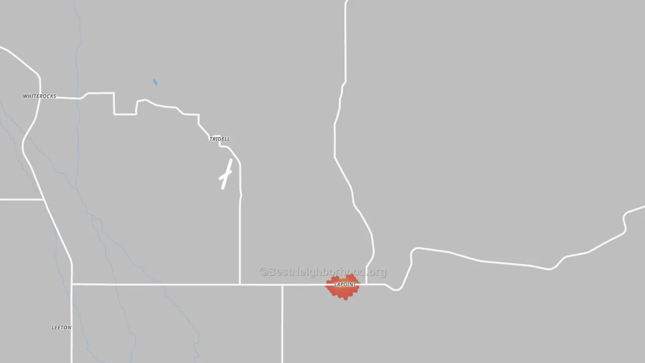 Walk Grade map of Lapoint, UT, walkable areas in green and car-dependent areas in red