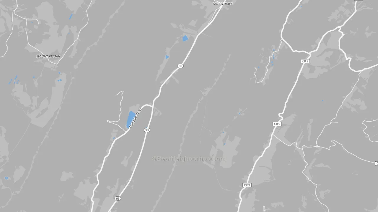 Walk Grade map of Laurel Dale, WV, walkable areas in green and car-dependent areas in red