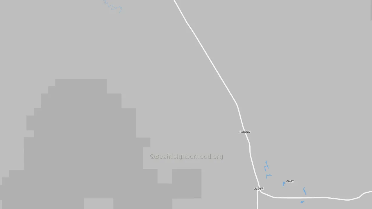Walk Grade map of Laurin, MT, walkable areas in green and car-dependent areas in red