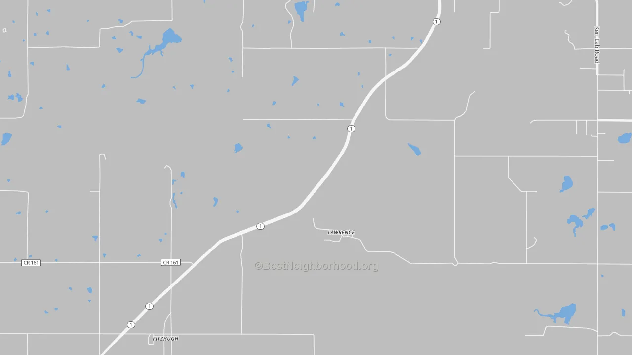 Walk Grade map of Lawrence, OK, walkable areas in green and car-dependent areas in red