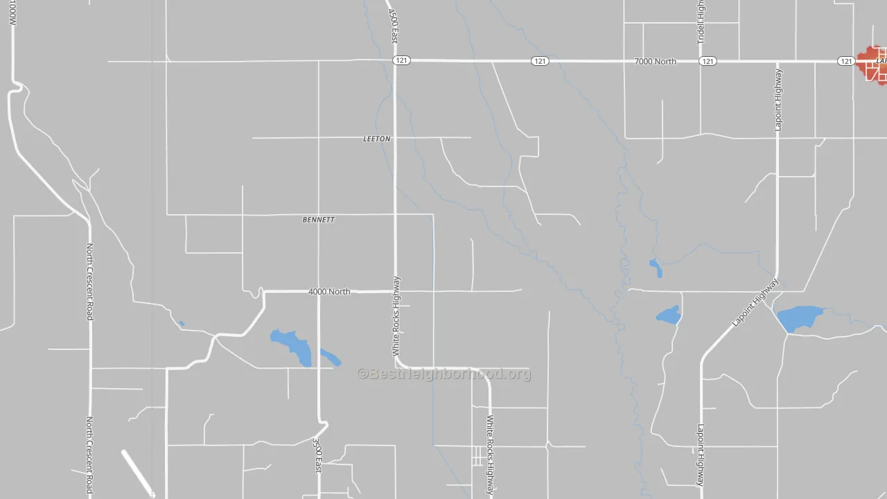 Walk Grade map of Leeton, UT, walkable areas in green and car-dependent areas in red
