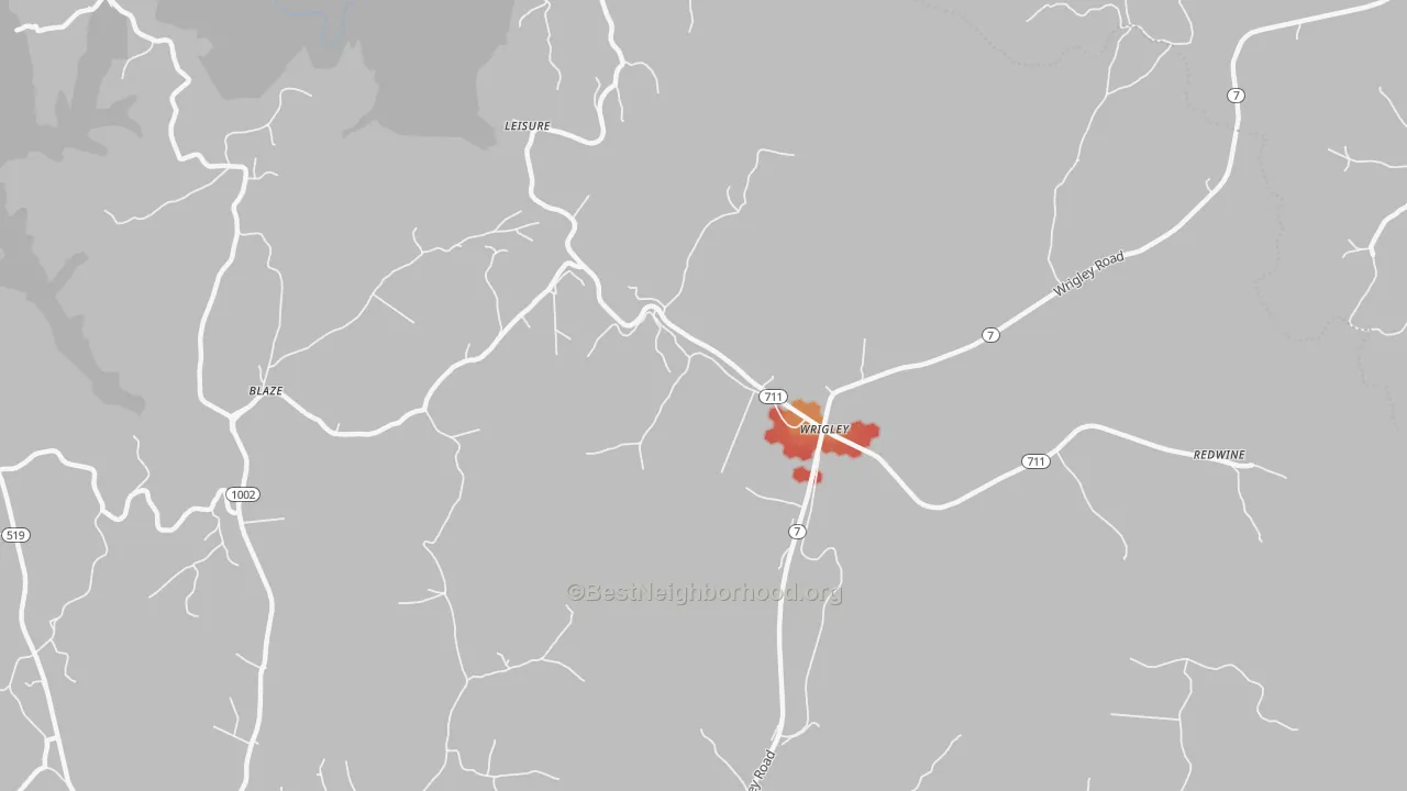 Walk Grade map of Leisure, KY, walkable areas in green and car-dependent areas in red