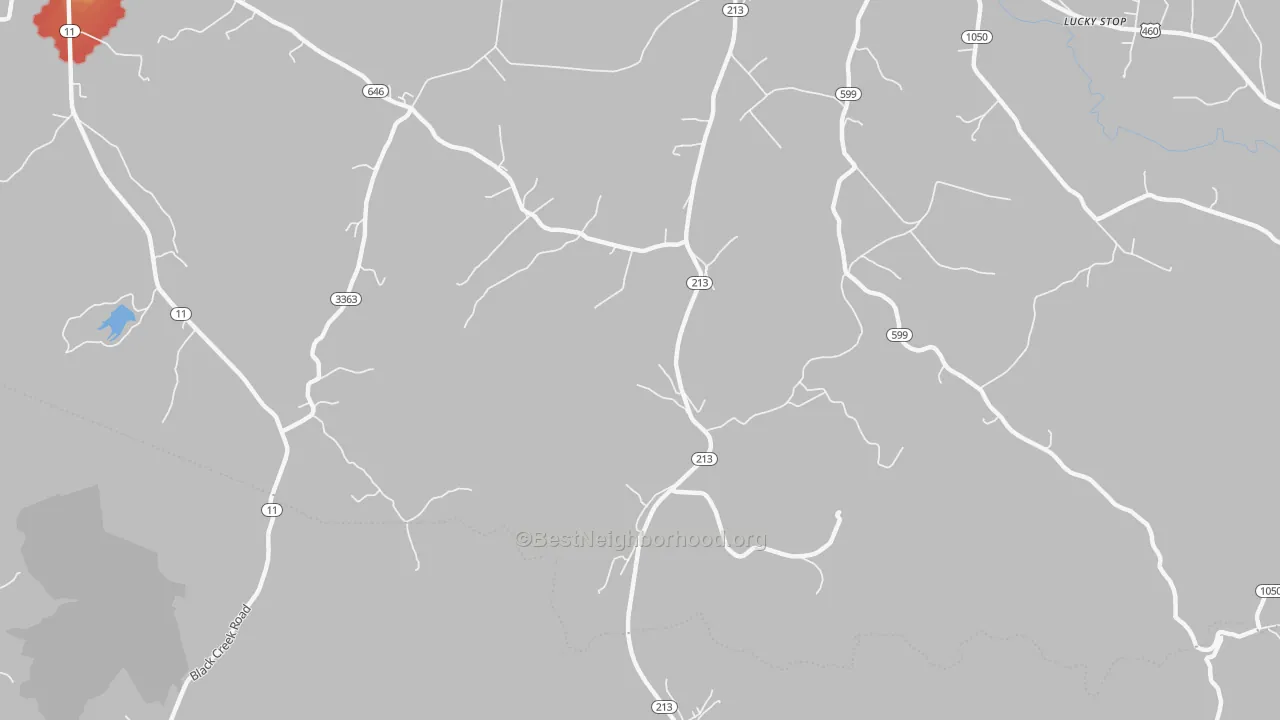 Walk Grade map of Levee, KY, walkable areas in green and car-dependent areas in red