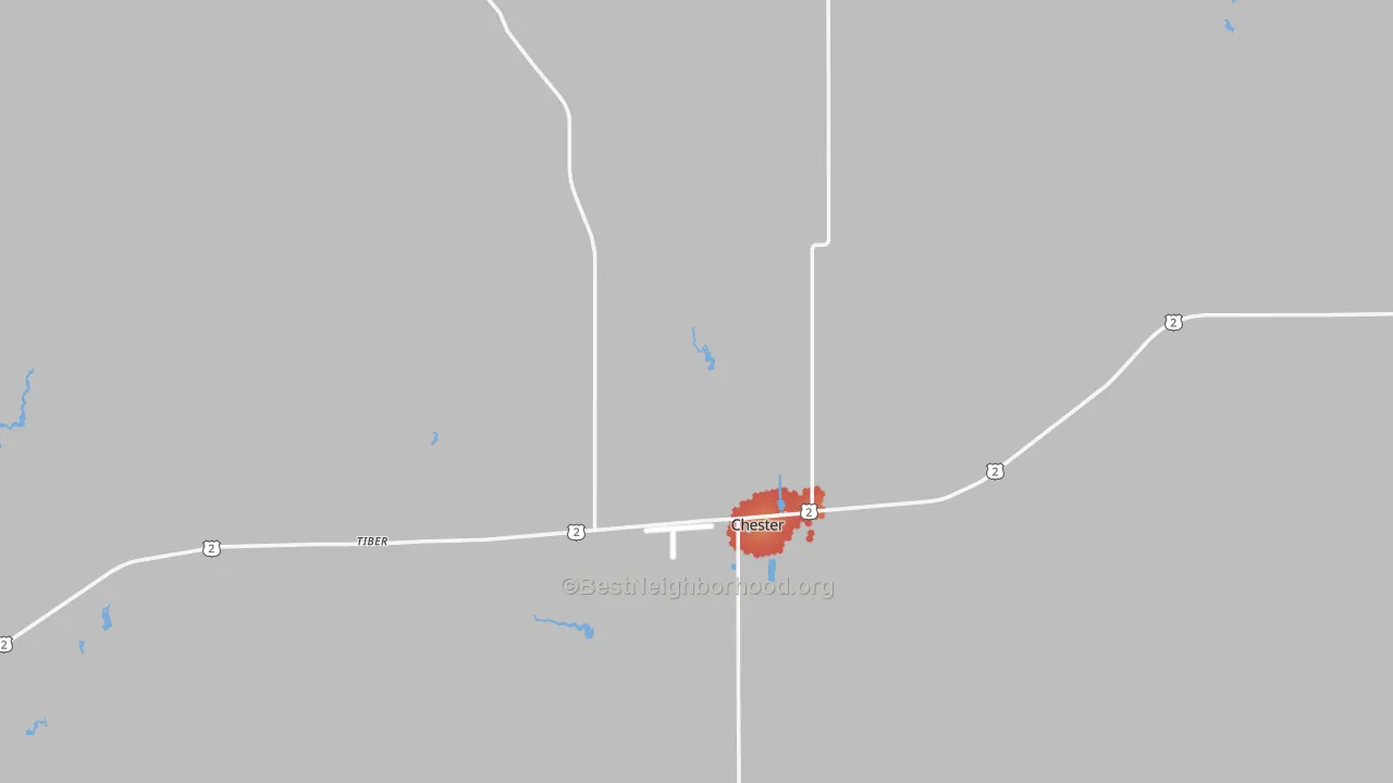 Walk Grade map of Liberty County, MT, walkable areas in green and car-dependent areas in red