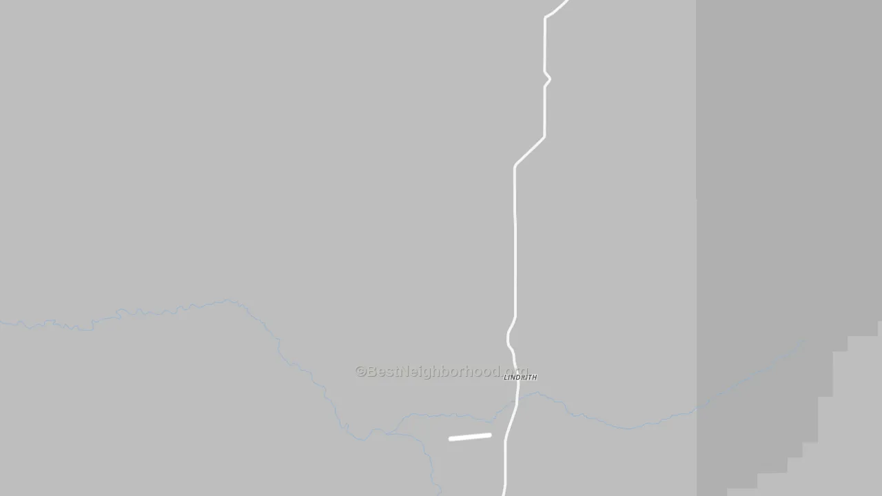 Walk Grade map of Lindrith, NM, walkable areas in green and car-dependent areas in red