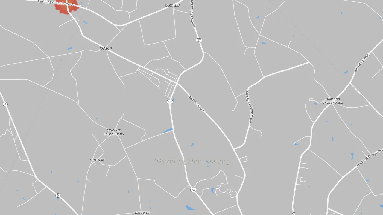 Walk Grade map of Little Rock, SC, walkable areas in green and car-dependent areas in red