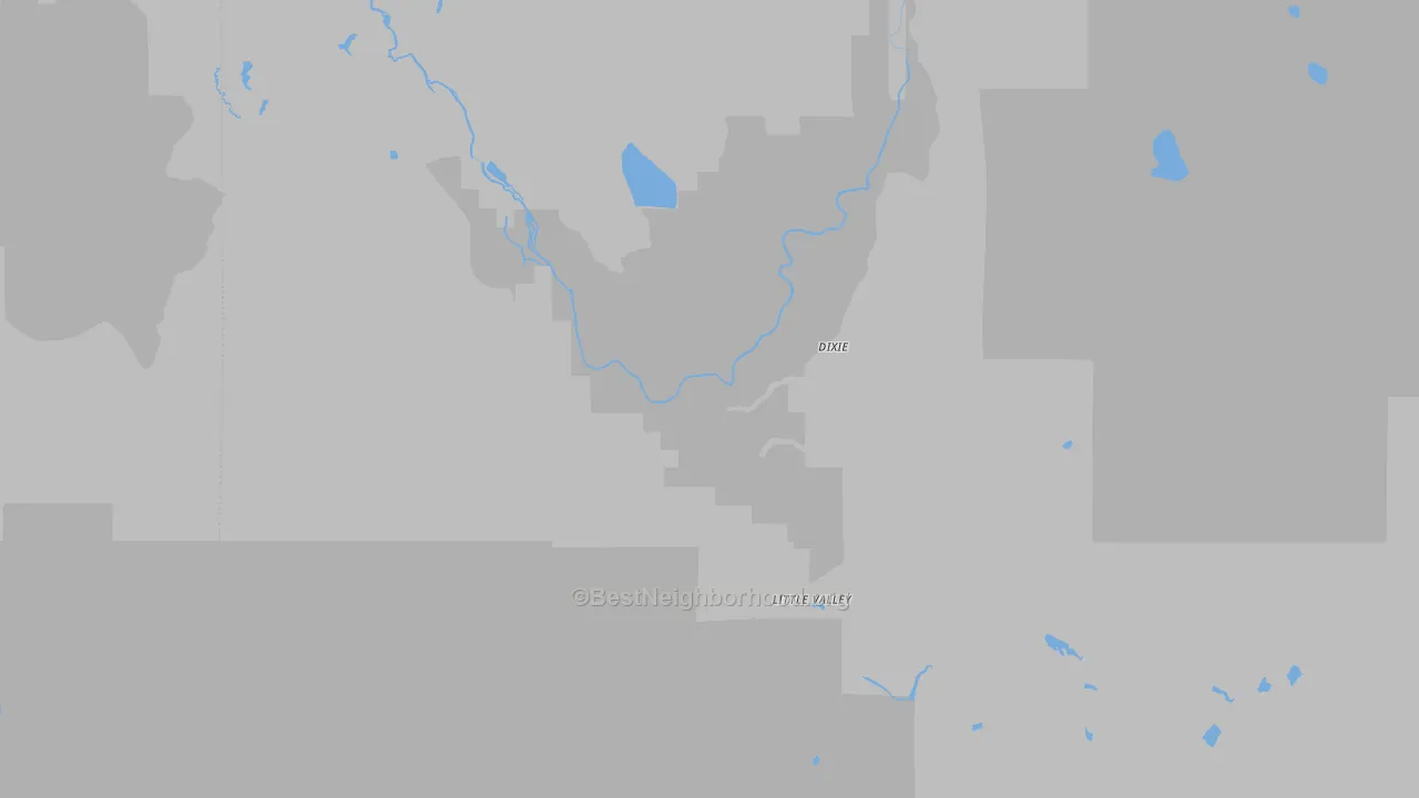 Walk Grade map of Little Valley, CA, walkable areas in green and car-dependent areas in red