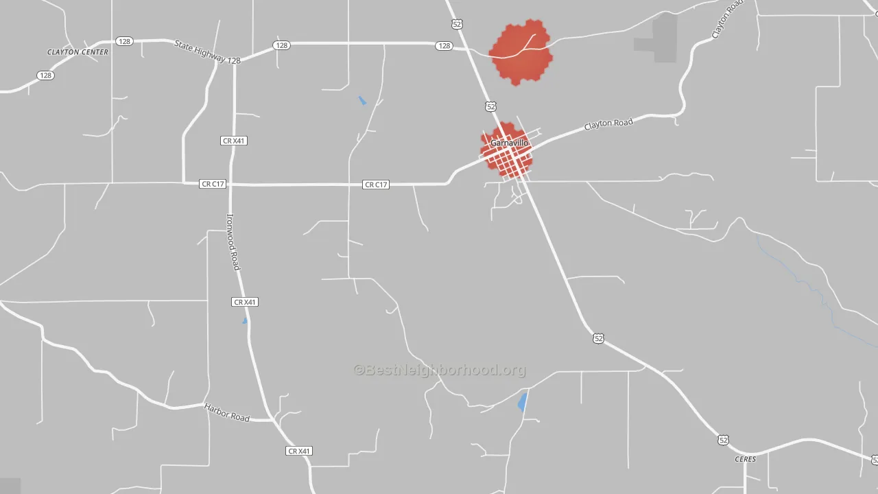 Walk Grade map of Littleport, IA, walkable areas in green and car-dependent areas in red