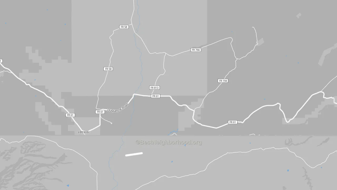 Walk Grade map of Lochiel, AZ, walkable areas in green and car-dependent areas in red