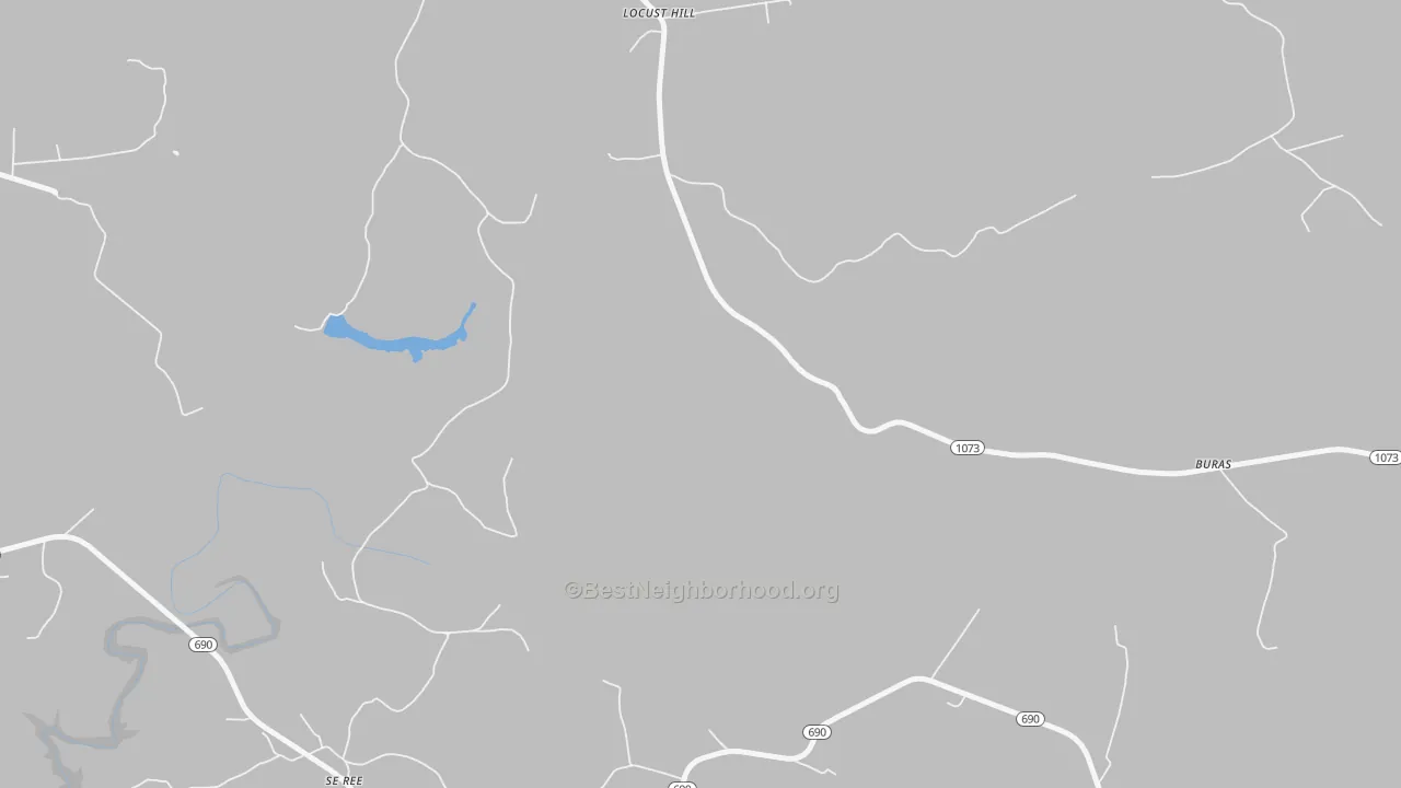 Walk Grade map of Locust Hill, KY, walkable areas in green and car-dependent areas in red