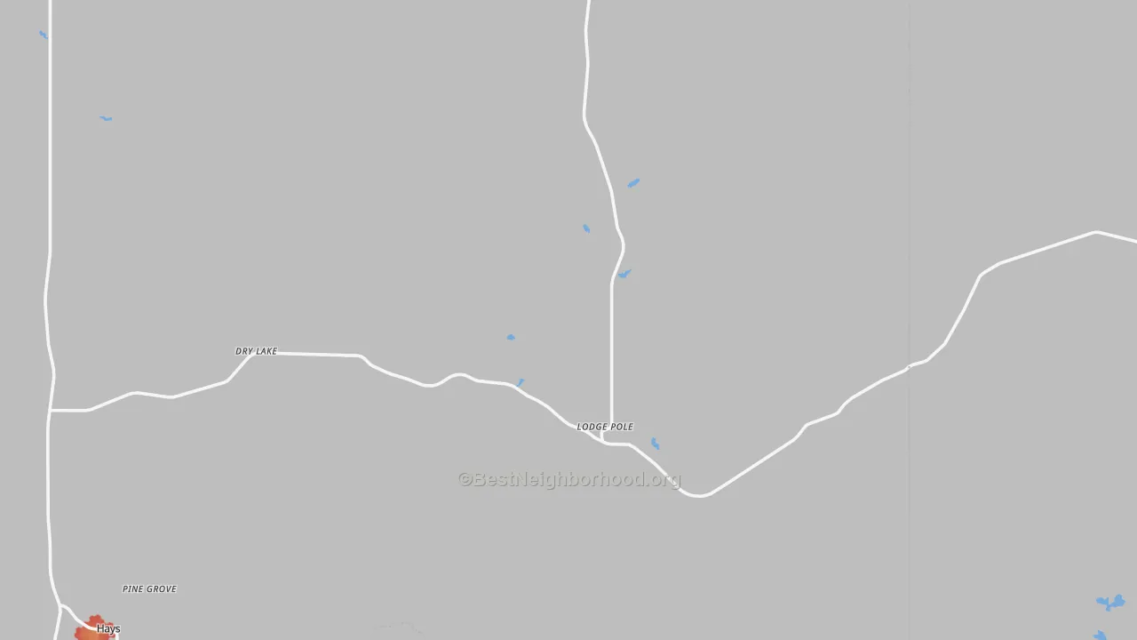 Walk Grade map of Lodge Pole, MT, walkable areas in green and car-dependent areas in red