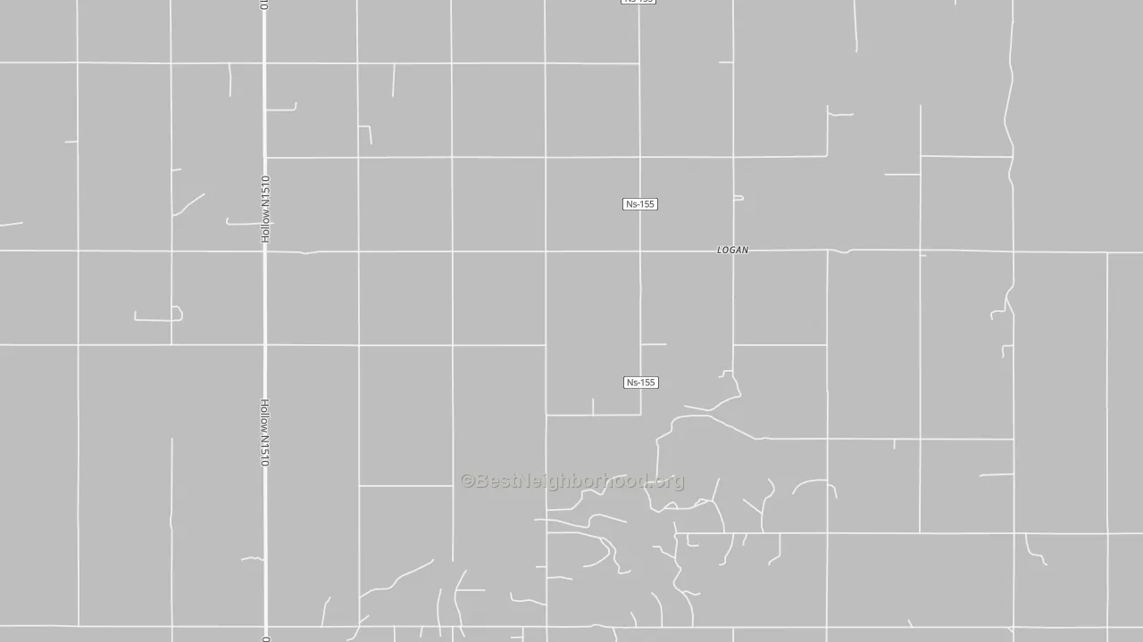 Walk Grade map of Logan, OK, walkable areas in green and car-dependent areas in red