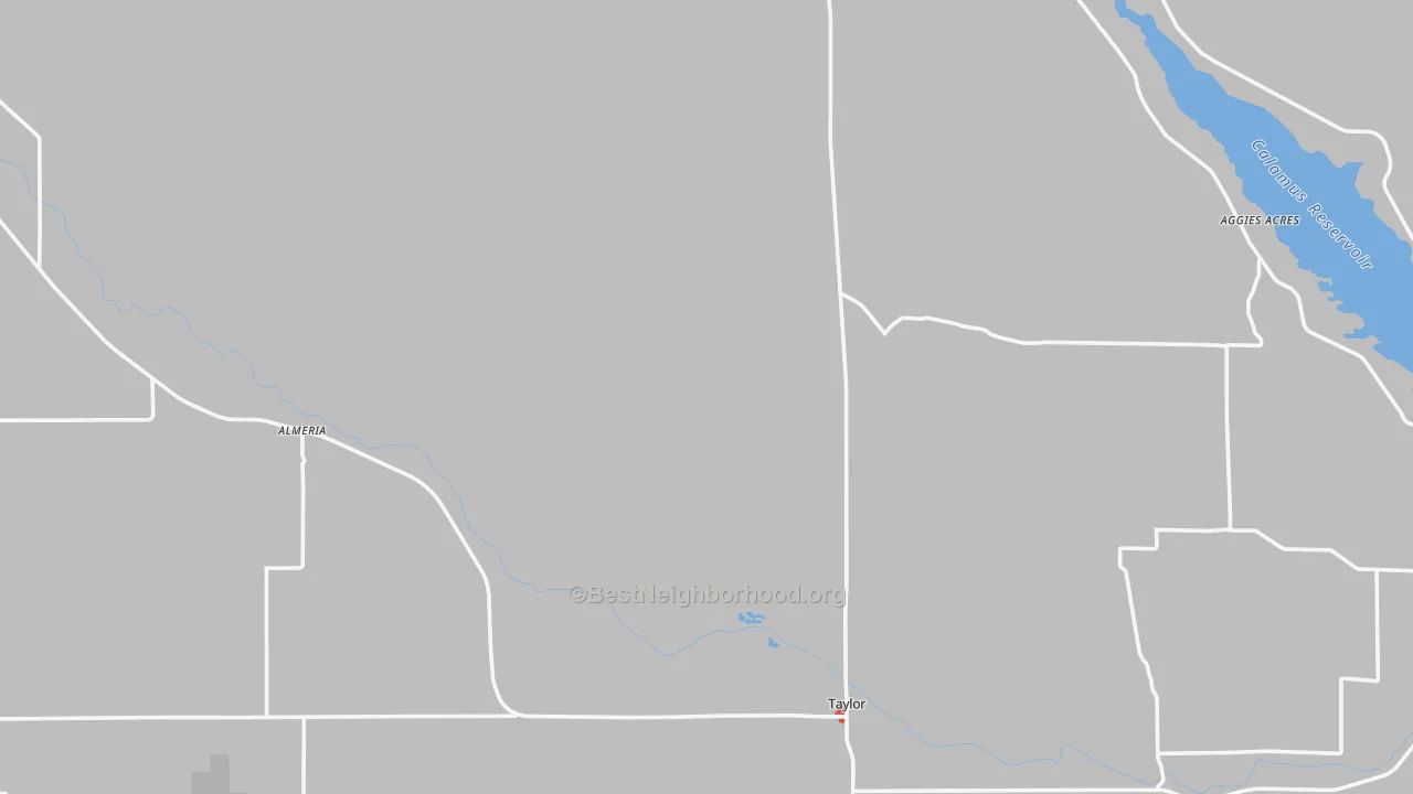Walk Grade map of Loup County, NE, walkable areas in green and car-dependent areas in red