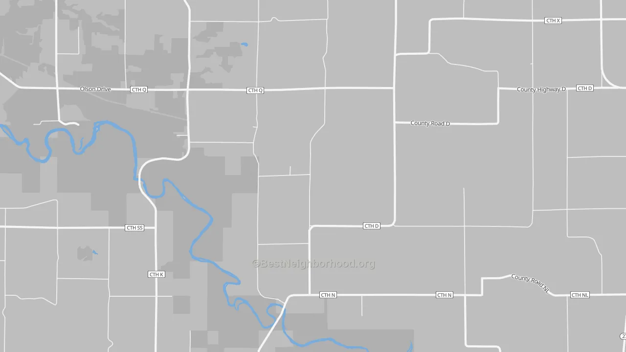 Walk Grade map of Ludington, WI, walkable areas in green and car-dependent areas in red
