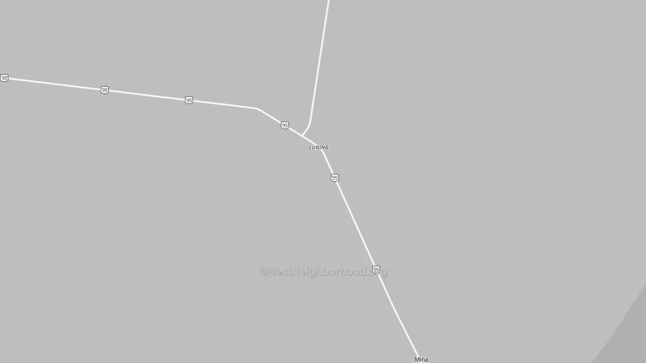 Walk Grade map of Luning, NV, walkable areas in green and car-dependent areas in red