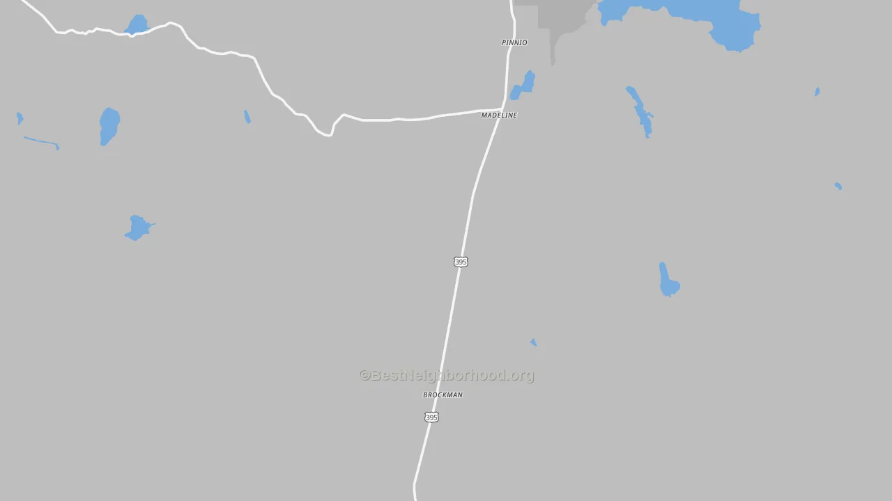 Walk Grade map of Madeline, CA, walkable areas in green and car-dependent areas in red