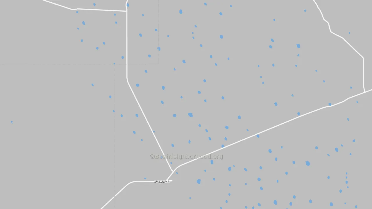 Walk Grade map of Maljamar, NM, walkable areas in green and car-dependent areas in red