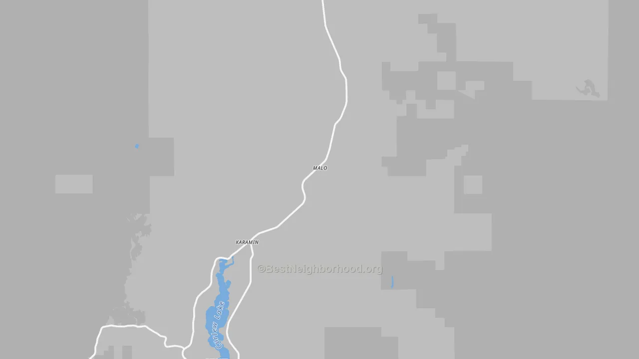 Walk Grade map of Malo, WA, walkable areas in green and car-dependent areas in red