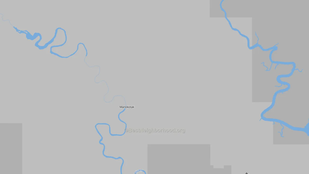 Walk Grade map of Manokotak, AK, walkable areas in green and car-dependent areas in red
