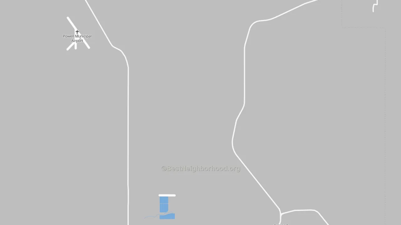 Walk Grade map of Mantua, WY, walkable areas in green and car-dependent areas in red
