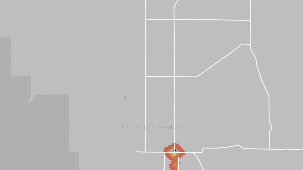 Walk Grade map of Marion, ID, walkable areas in green and car-dependent areas in red