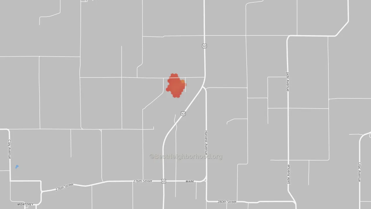 Walk Grade map of Mark, IA, walkable areas in green and car-dependent areas in red