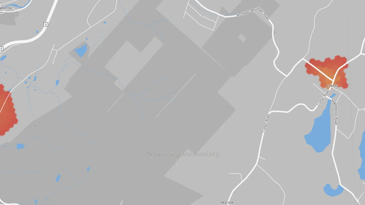 Walk Grade map of Marshwood, PA, walkable areas in green and car-dependent areas in red