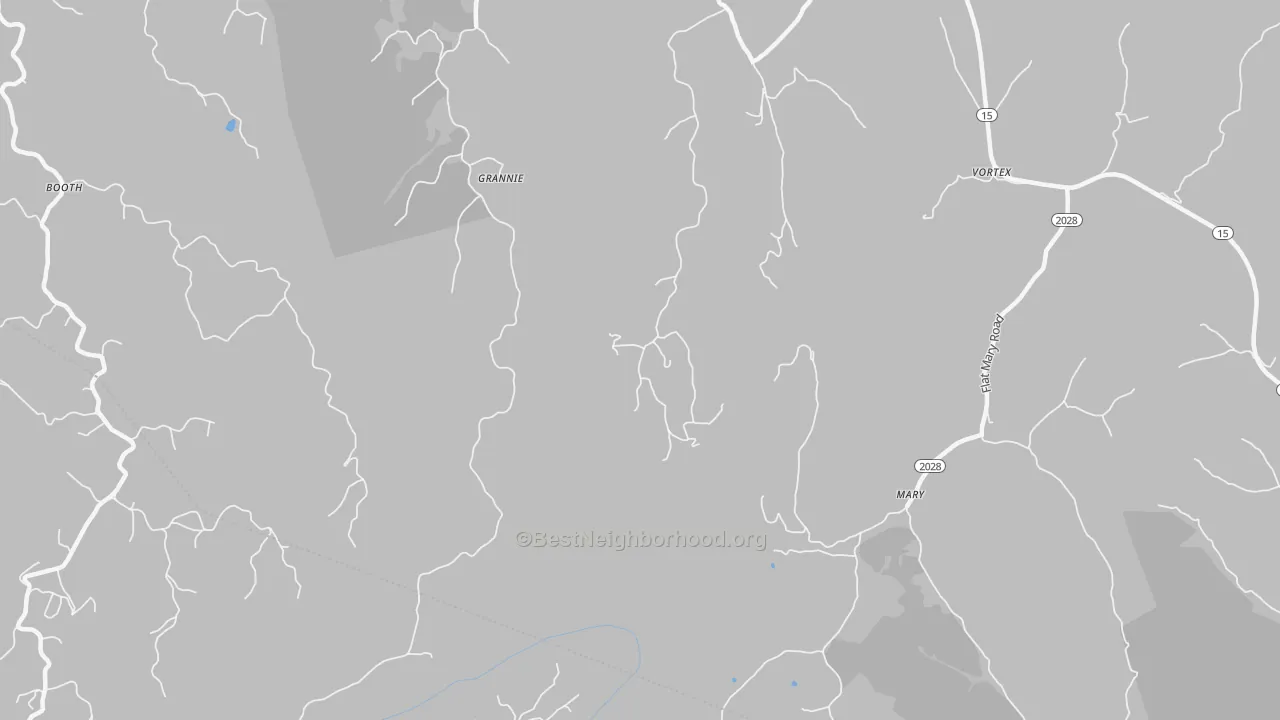 Walk Grade map of Mary, KY, walkable areas in green and car-dependent areas in red
