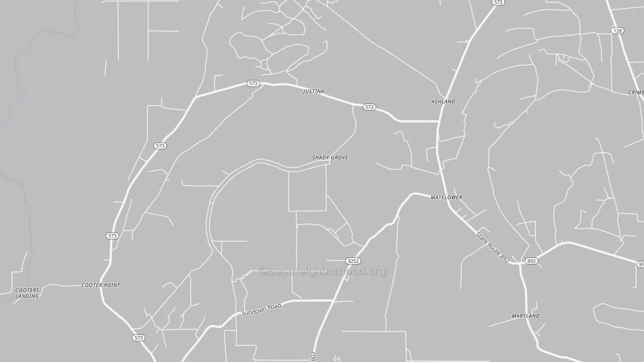 Walk Grade map of Mayflower, LA, walkable areas in green and car-dependent areas in red