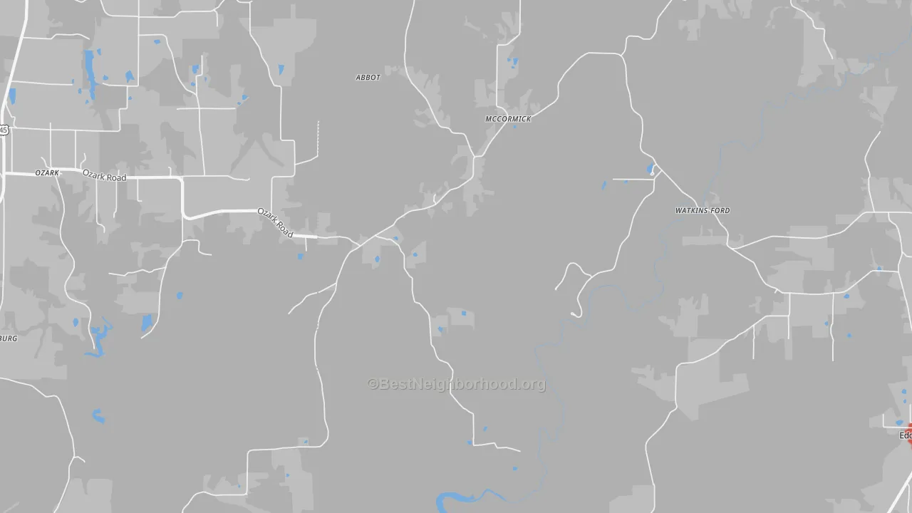 Walk Grade map of McCormick, IL, walkable areas in green and car-dependent areas in red