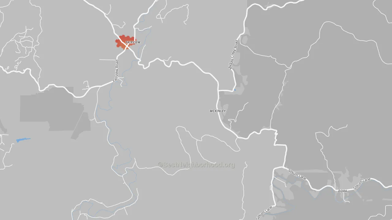 Walk Grade map of McKinley, OR, walkable areas in green and car-dependent areas in red