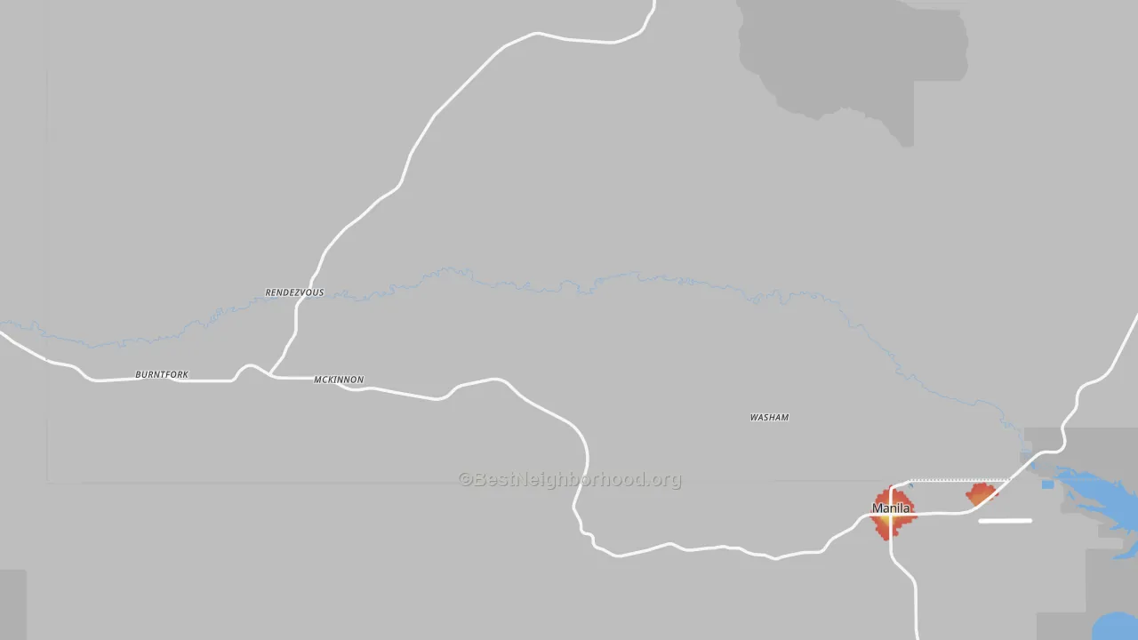 Walk Grade map of McKinnon, WY, walkable areas in green and car-dependent areas in red