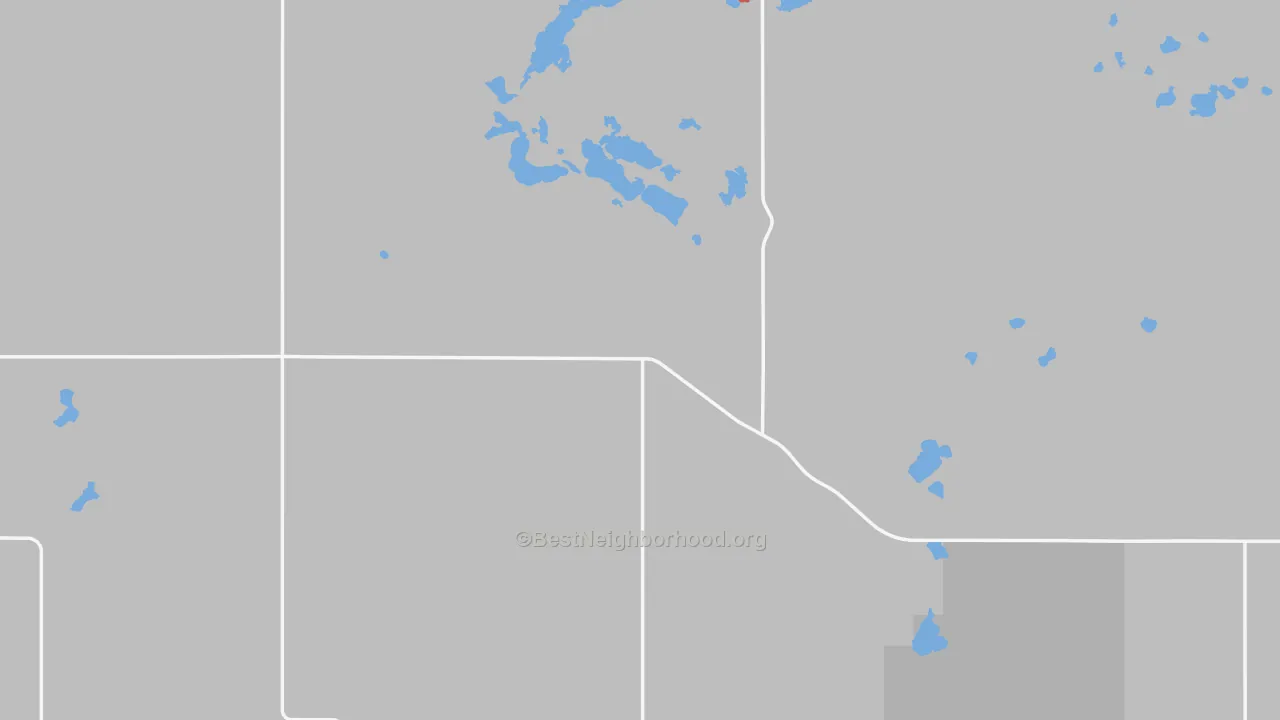Walk Grade map of McPherson County, SD, walkable areas in green and car-dependent areas in red