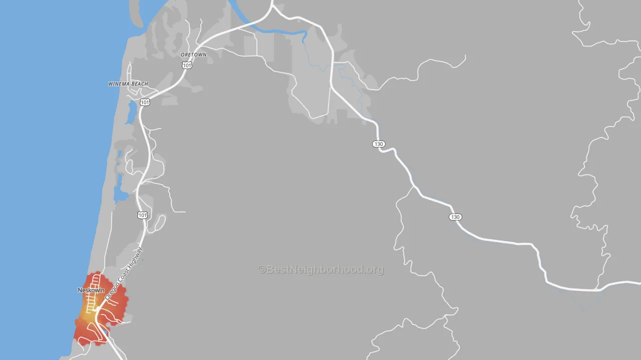 Walk Grade map of Meda, OR, walkable areas in green and car-dependent areas in red