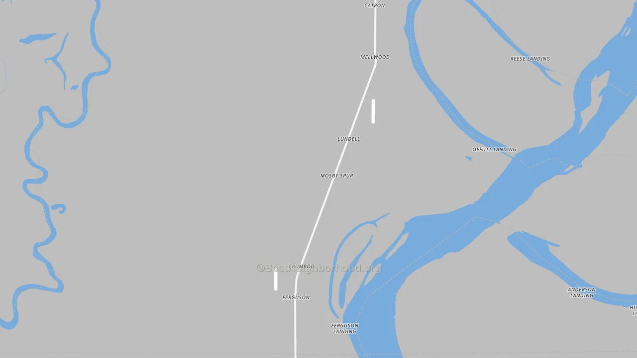 Walk Grade map of Mellwood, AR, walkable areas in green and car-dependent areas in red