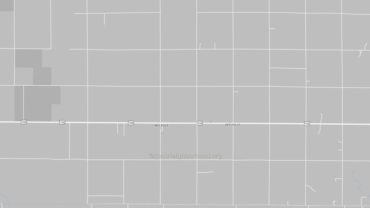 Walk Grade map of Melrose, KS, walkable areas in green and car-dependent areas in red