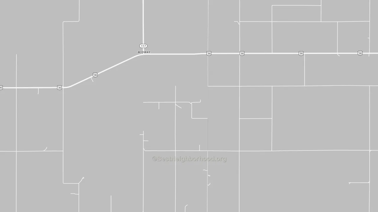 Walk Grade map of Midway, KS, walkable areas in green and car-dependent areas in red