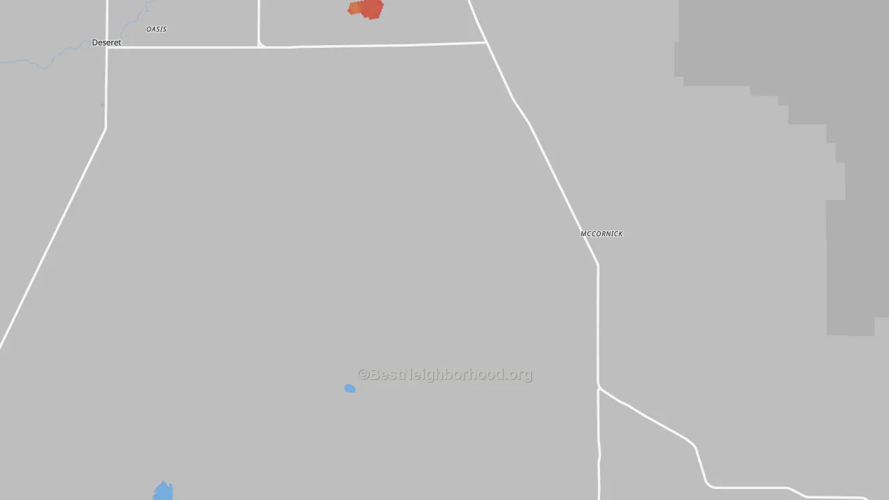 Walk Grade map of Millard County, UT, walkable areas in green and car-dependent areas in red