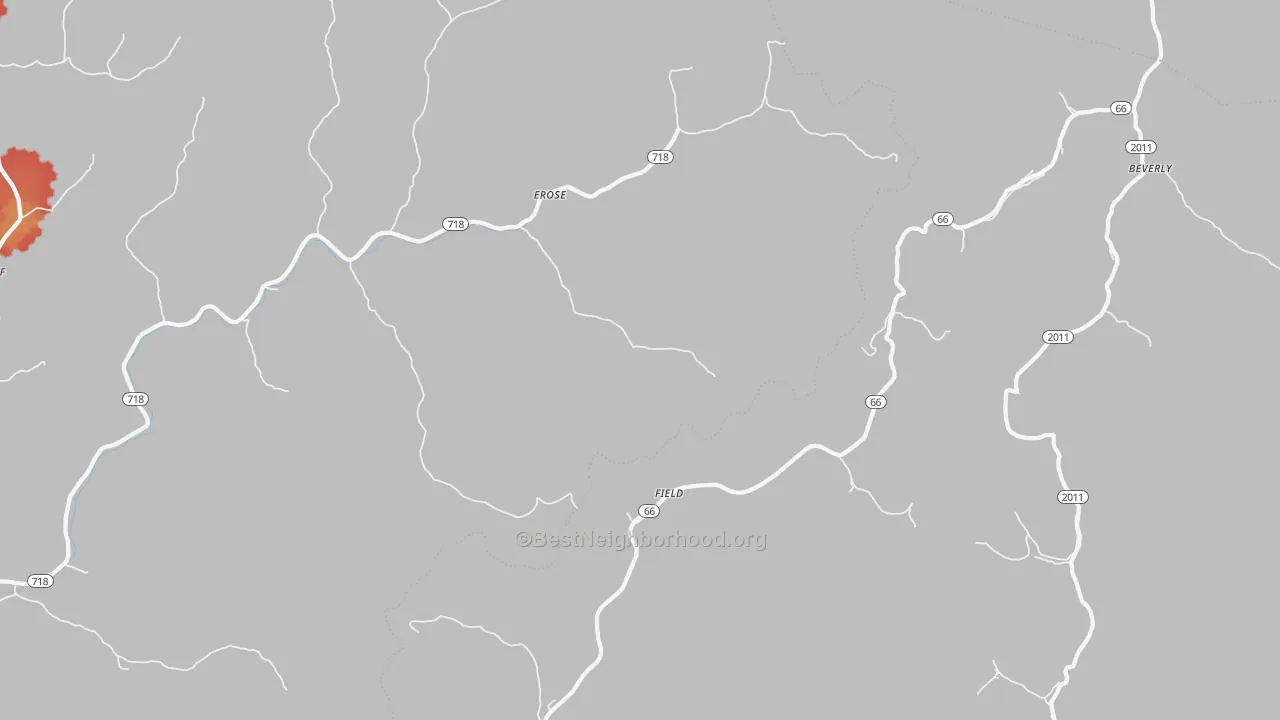 Walk Grade map of Mills, KY, walkable areas in green and car-dependent areas in red