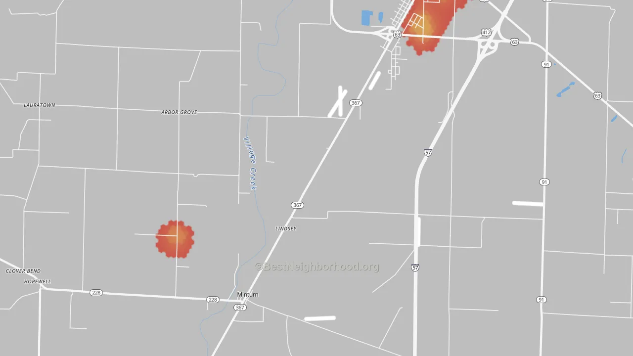 Walk Grade map of Minturn, AR, walkable areas in green and car-dependent areas in red