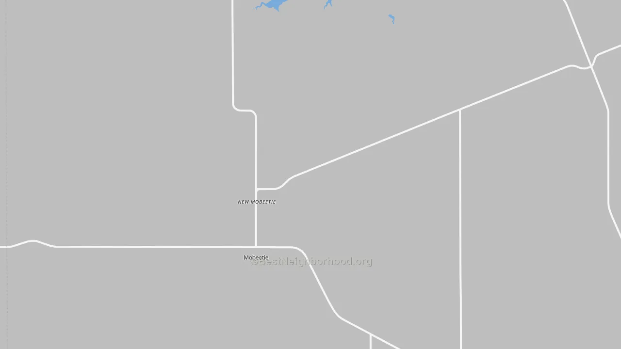 Walk Grade map of Mobeetie, TX, walkable areas in green and car-dependent areas in red