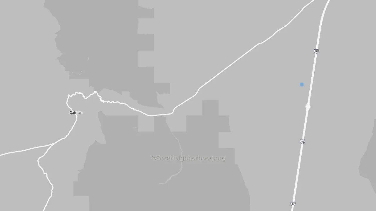 Walk Grade map of Mohave County, AZ, walkable areas in green and car-dependent areas in red
