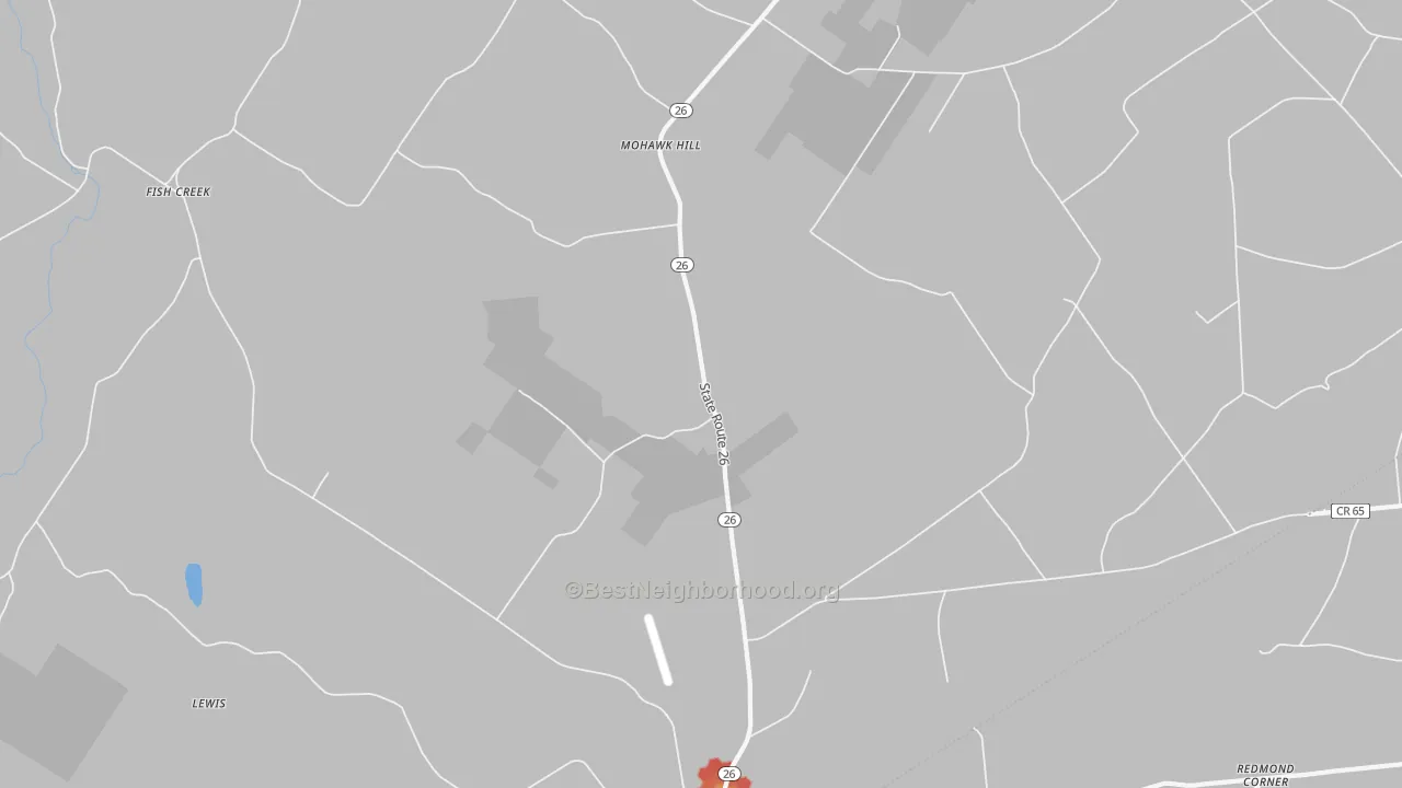 Walk Grade map of Mohawk Hill, NY, walkable areas in green and car-dependent areas in red