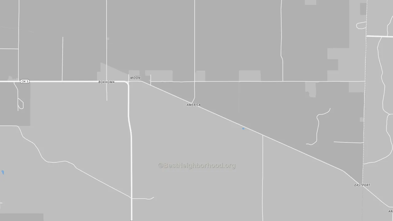 Walk Grade map of Moon, OK, walkable areas in green and car-dependent areas in red