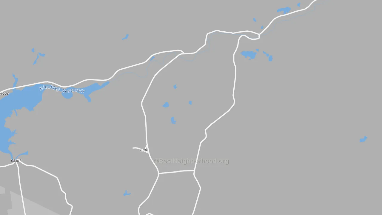 Walk Grade map of Morehouseville, NY, walkable areas in green and car-dependent areas in red
