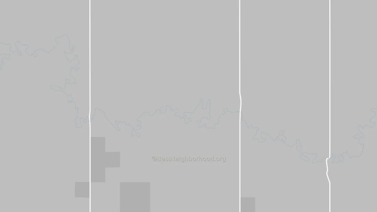 Walk Grade map of Morristown, ND, walkable areas in green and car-dependent areas in red