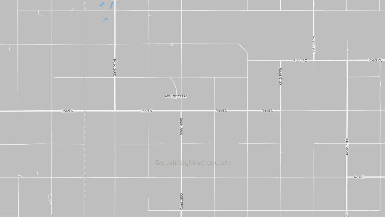 Walk Grade map of Mount Clare, NE, walkable areas in green and car-dependent areas in red