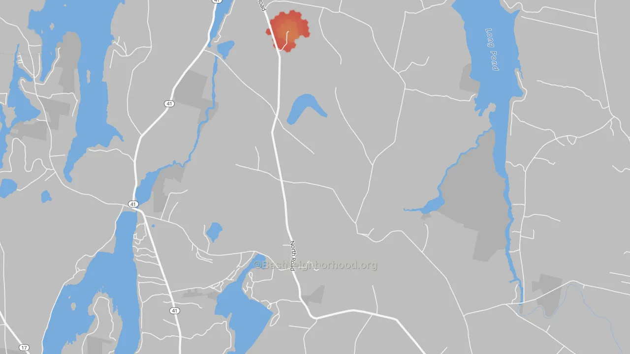 Walk Grade map of Mount Vernon, ME, walkable areas in green and car-dependent areas in red