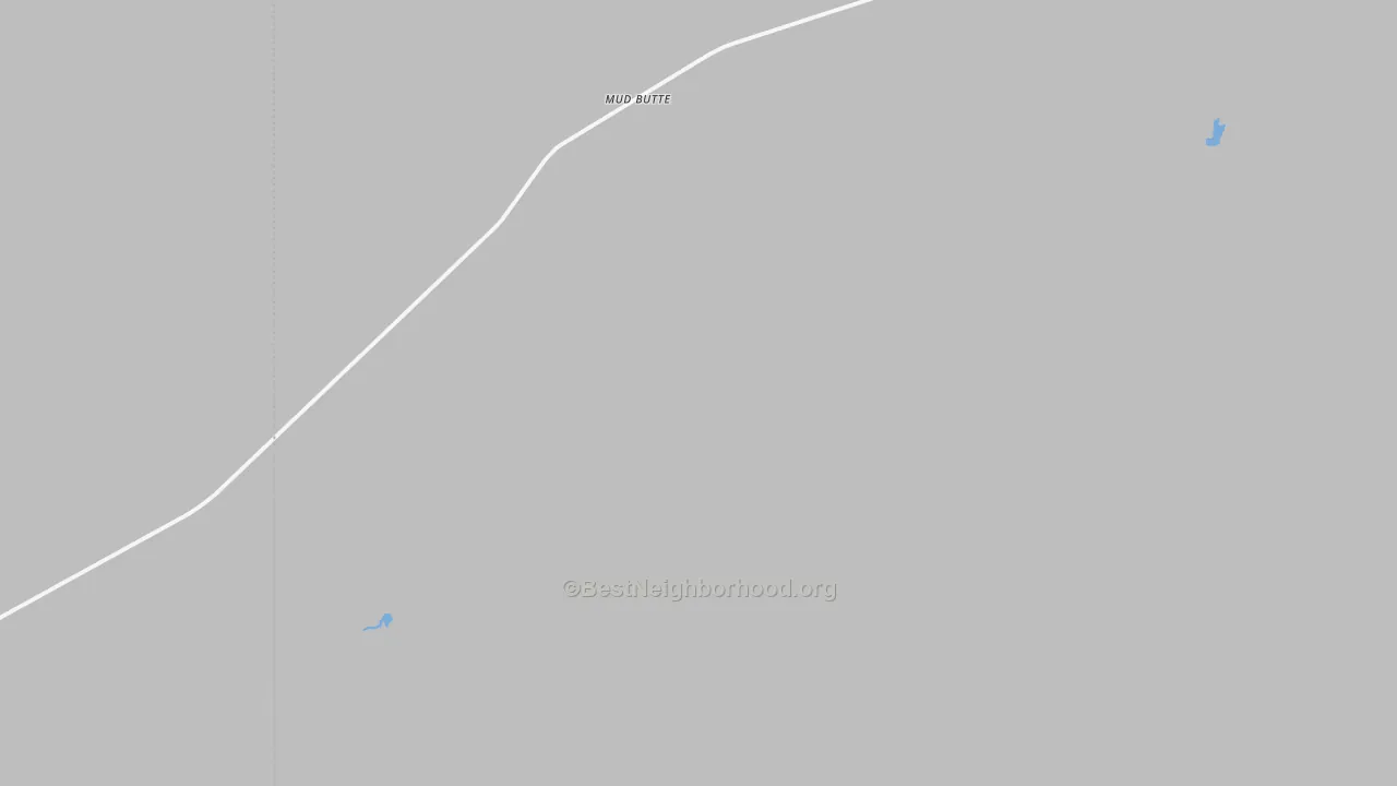 Walk Grade map of Mud Butte, SD, walkable areas in green and car-dependent areas in red