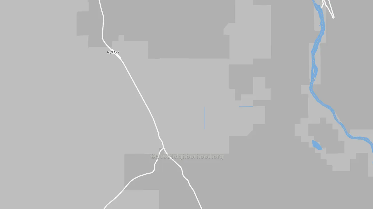 Walk Grade map of Murphy, ID, walkable areas in green and car-dependent areas in red